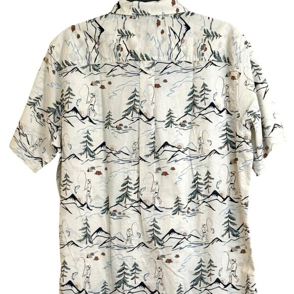 Eddie Bauer Kingston Baja Shirt Mountain Novelty Button Camping Fishing Tent TL - Picture 2 of 5